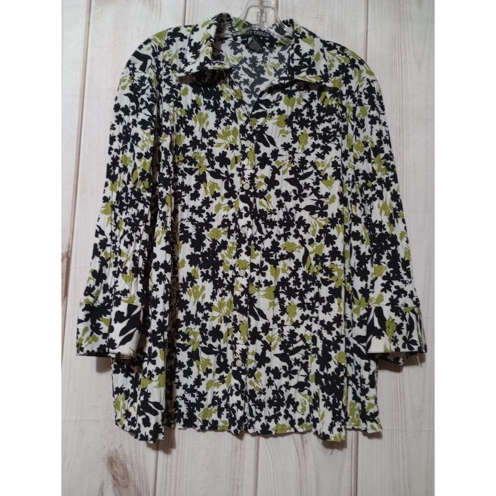 Scott Taylor Shirt Ladies 1x Button Front‎ Green Floral